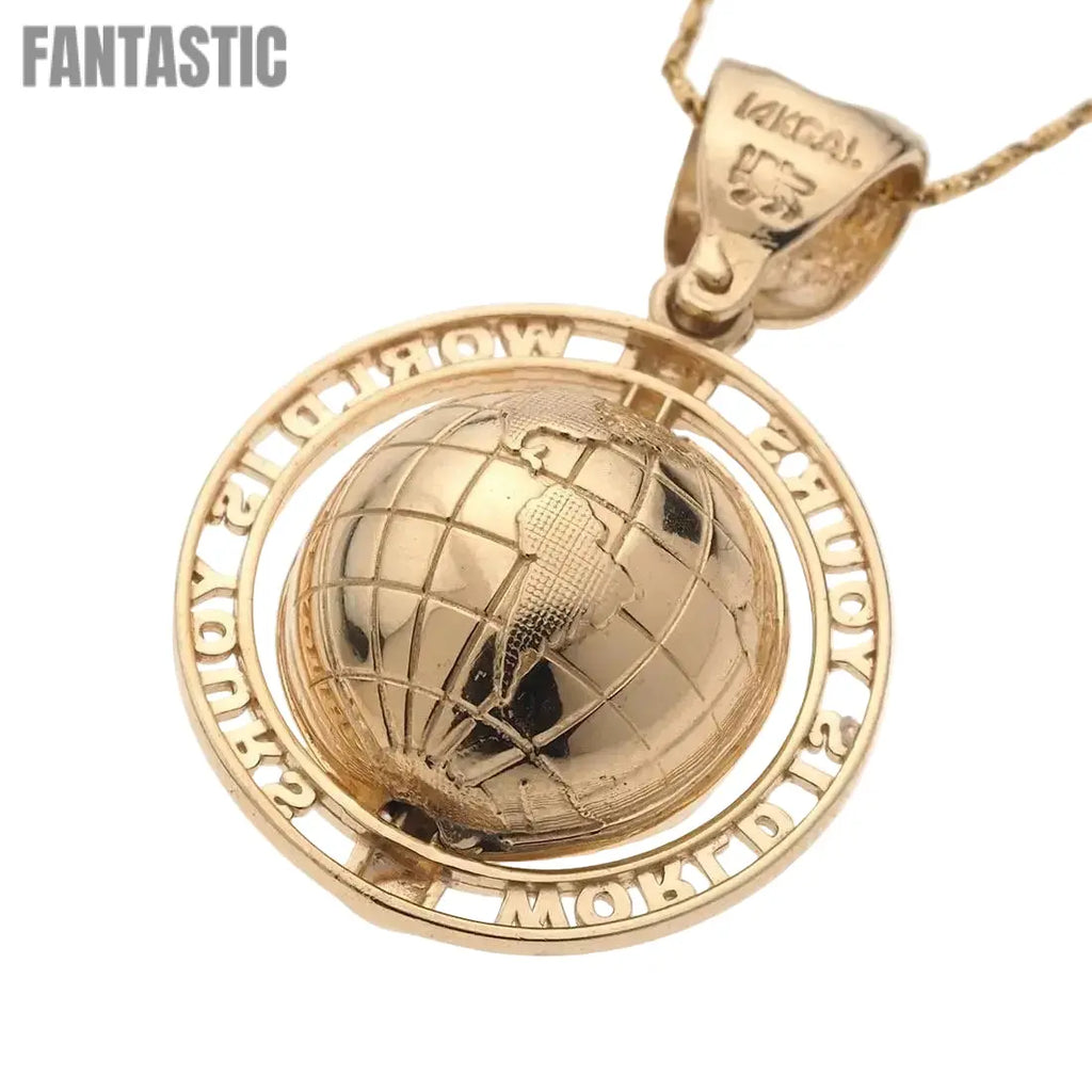 14K gold World Is Yours pendant