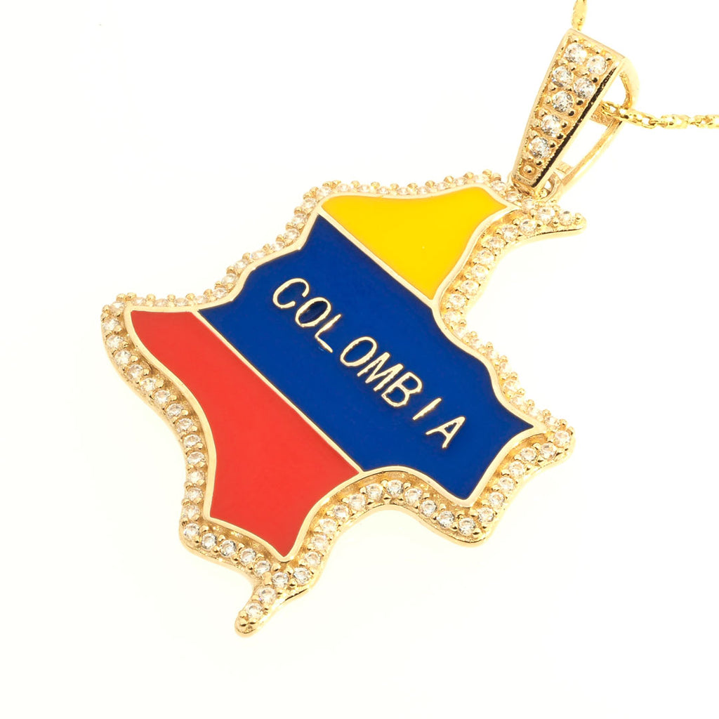 Map-Flag Pendant in 14K Gold