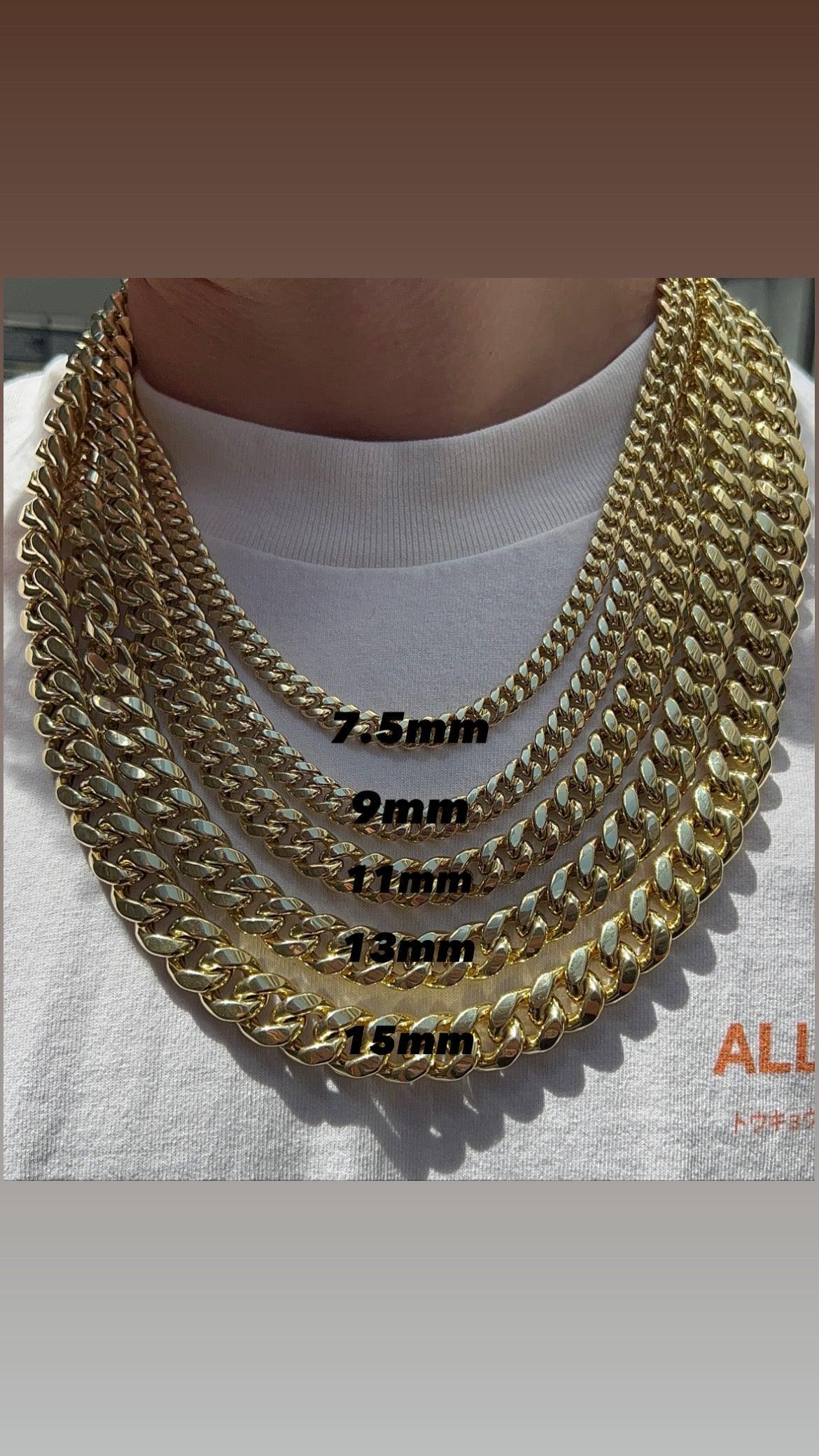 14K Semi-Solid Miami Cuban Link Chain Yellow Gold Fantastic Jewelry NYC