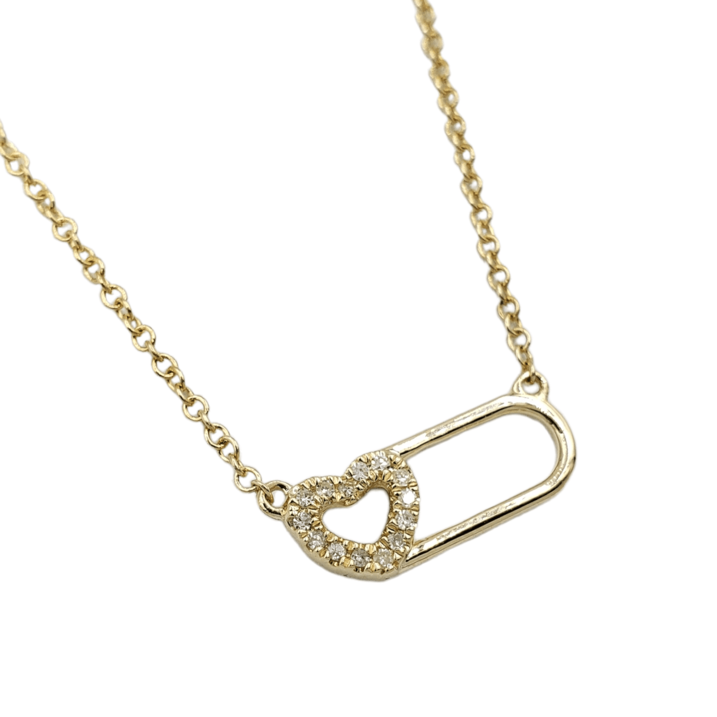 14k Paperclip With Diamond Heart #27043