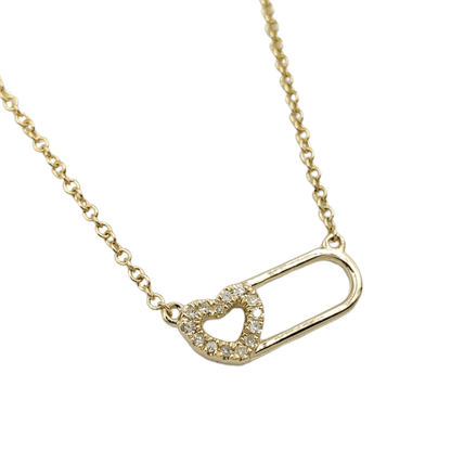 14k Paperclip With Diamond Heart #27043