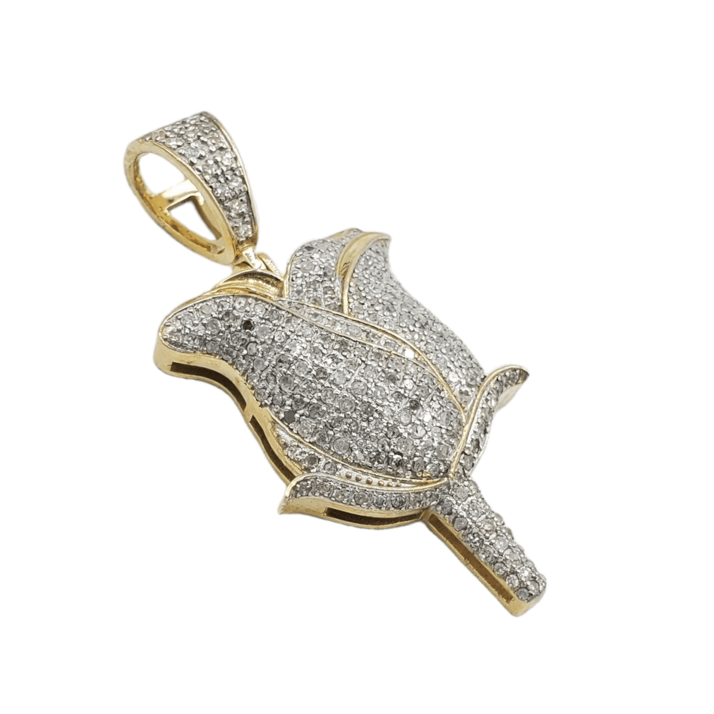 10k Gold Diamond Rose Pedal Pendant #21383