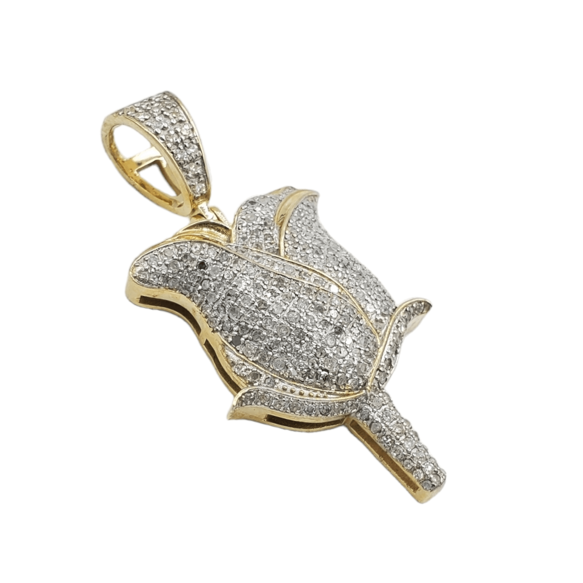 10k Gold Diamond Rose Pedal Pendant #21383
