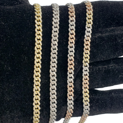 10K Gold- Iced Out Diamond Miami Cuban Chains (5mm)