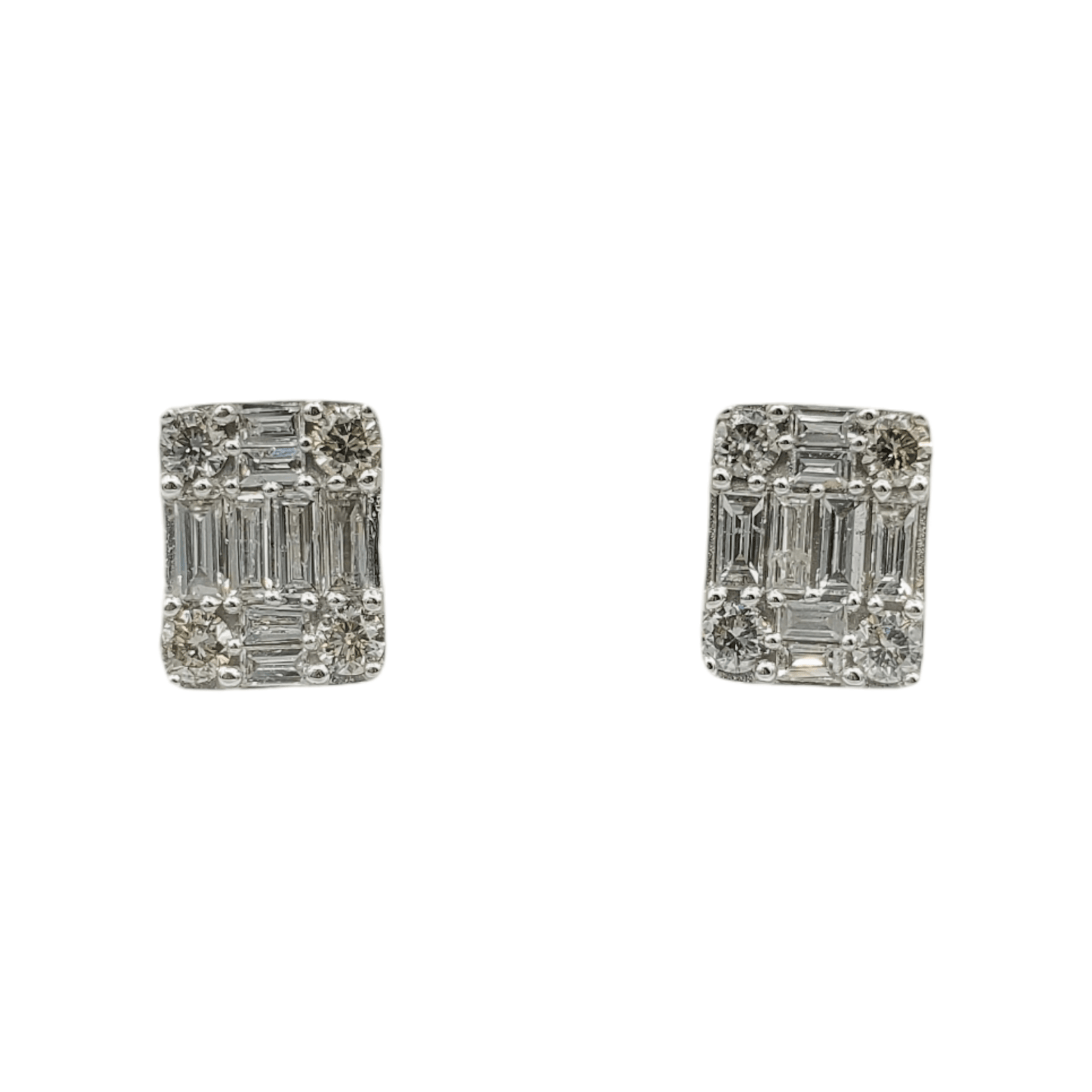 14k White Gold Baguette Diamond Earrings #27029
