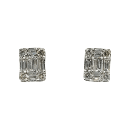 14k White Gold Baguette Diamond Earrings #27029