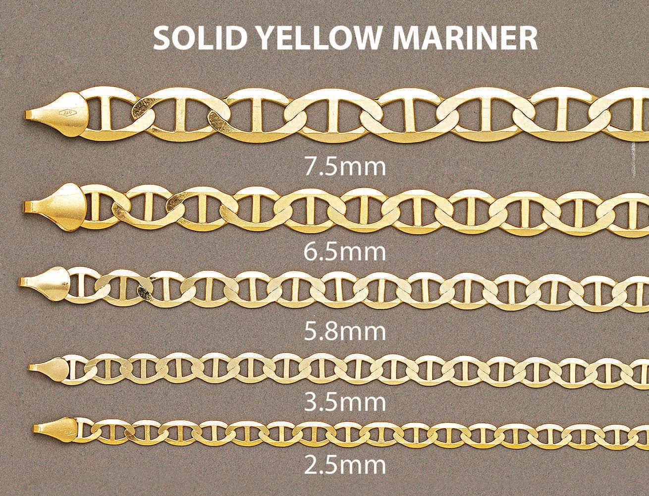 14K Gold Chain - Solid Mariner Chain