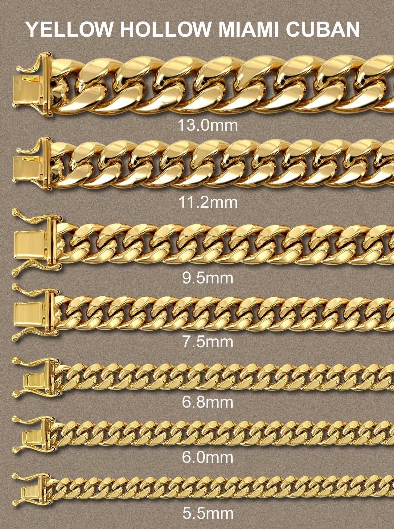 Mens  Semi Solid Miami Cuban Link Chain 10K/14K Yellow Gold