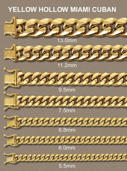 Mens  Semi Solid Miami Cuban Link Chain 10K/14K Yellow Gold
