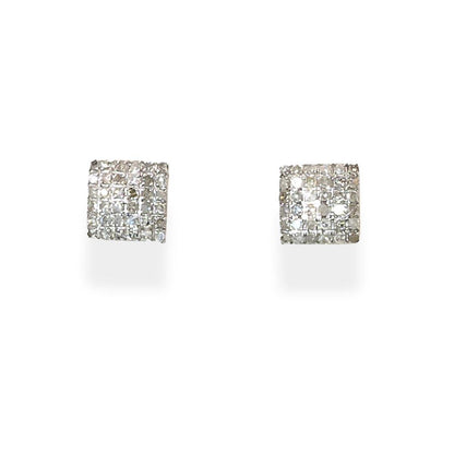 Diamond Square Cluster Earrings